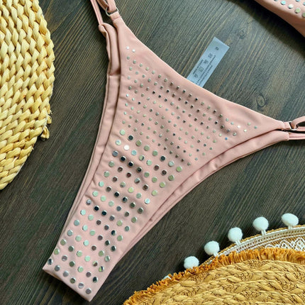 2025 Diamante Bikini Donne Sexy Costume Da Bagno A Fascia Biquini Push Up Costumi Da Bagno Femminile Lucido Costumi da Bagno Floreale Tuta Beachwear platinumshop