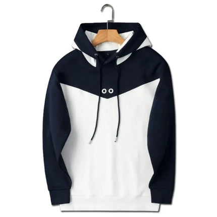 Contrast color splicing hooded sweatshirt suit for men autumn long-sleeved casual sports two-piece thick style PlatiNum