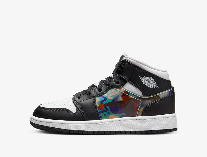 Scarpe da basket da ragazza Nike Authentic Air Jordan 1 Mid GS DR9495-001 platinumshop