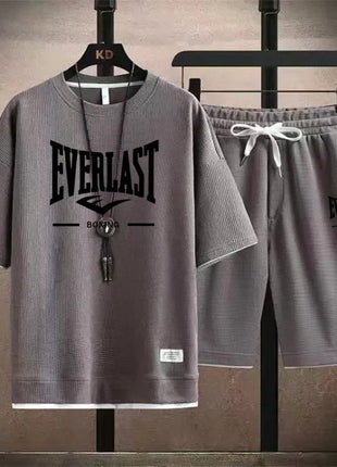 Ensemble d'été pour homme, t-shirt à col rond de haute qualité, short de course 2 pièces