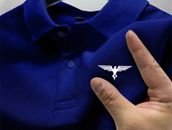 2025 New Men's Short sleeved Polo Shirt High end Fast drying Breathable Casual Fashion Business Sports Men's Clothing Summer PlatiNum