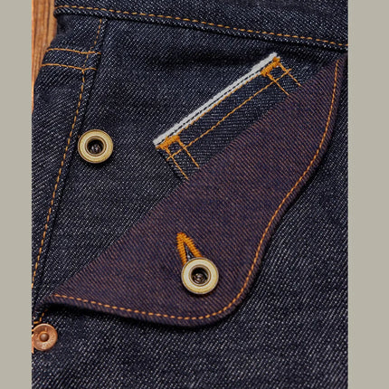 Red Tornado Retro Heavy 18oz Raw Selvedge Denim Pants Sanforized Button Fly High Waist Flap Pocket Carpenter Style Jeans