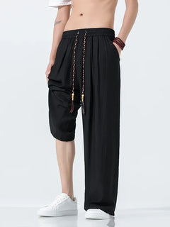 Pantaloni da Uomo a Gamba Dritta Estivi in Seta Ghiacciata, Pantaloni a Gamba Larga Freschi, Nuovi Arrivi di Tendenza, Traspiranti, Stile Cinese, Casual