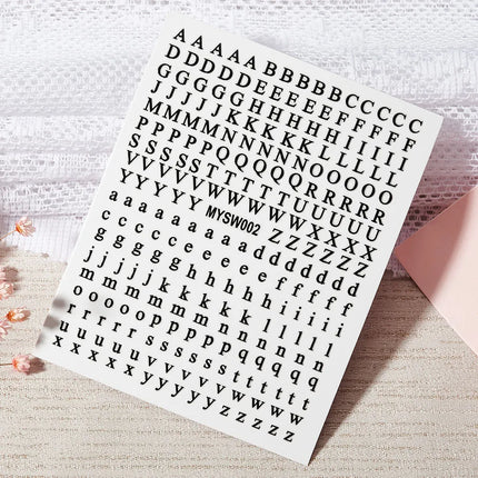 1PC 26-English Alphabet Number 3D Self-adhesive Nail Art Decal Sticker Word Small Letter Nail Decals Sticker Manicure Decoration
