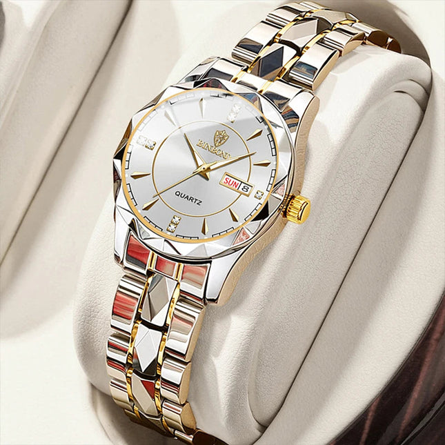 BINBONG Orologi da donna Orologio al quarzo da donna di moda di lusso Orologio da polso in acciaio inossidabile con data luminosa impermeabile Regalo per gli amanti della fidanzata platinumshop