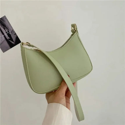 New Women's Fashion Handbags Retro Solid Color PU Leather Shoulder Underarm Bag Casual Women Hobos Handbags sac à main femme PlatiNum