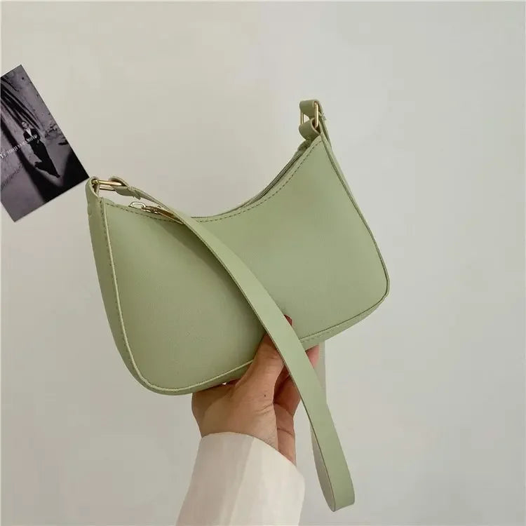 New Women's Fashion Handbags Retro Solid Color PU Leather Shoulder Underarm Bag Casual Women Hobos Handbags sac à main femme PlatiNum