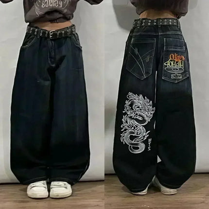 Streetwear New Fashion Stampa oversize Jeans larghi Y2K Harajuku Hip-hop Vintage Popolare Goth Pantaloni a gamba larga a vita alta Pantaloni