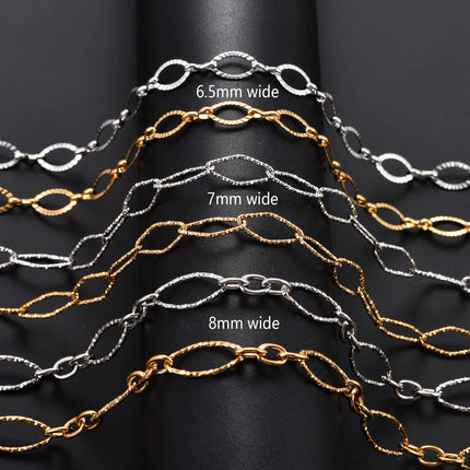 6.5/7/8mm Chic Glitter Maglia in acciaio inossidabile Taglio ovale Figaro Collana a catena per donna Uomo Rombo geometrico Girocollo Gioielli in metallo PlatiNum