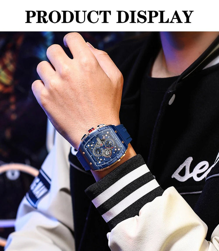 CURREN Orologio da uomo alla moda, marchio unico, design quadrato, lusso, nastro sportivo al quarzo, orologi da uomo impermeabili platinumshop