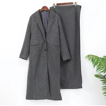 Elegant Big Scarf Collar Women's Coat Fashion Double Breasted Pockets Overcoats 2026 Autumn New High Street Oversize Outerwears