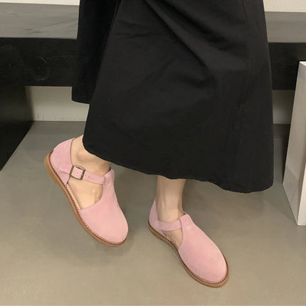 DIMANYU Women's Retro Roman Baotou Sandals, New Summer 2026 Models, Frosted Genuine Leather, Women's Flat Shoes, Perforated Sandals