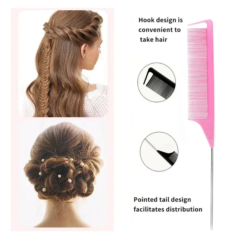 3-10pcs Hair Styling Comb Set Teasing Hair Brush Triple Teasing Comb Rat Tail Combs Edge Brush Hair Tail Tools Braid Tool Loop 2028