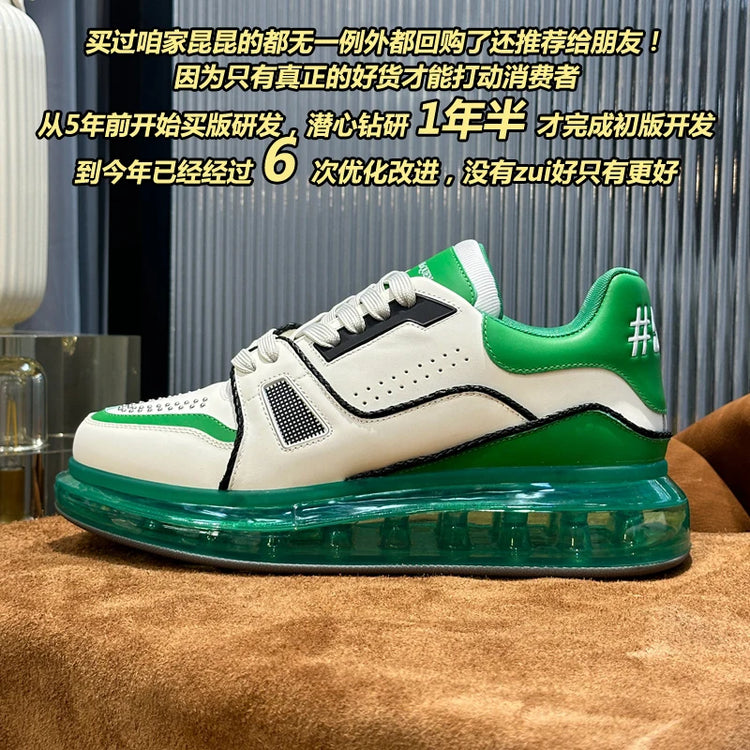 Handcrafted Leather Casual Sneakers Man Platform Trainers Unisex Originality Flat Loafers Men's Footwear