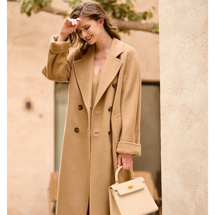DUTRIEUX Women's Coat Double-sided 10% Cashmere 90% Wool Women's Long Coat Jacket, 2025 Winter New Long Cashmere Coat Women