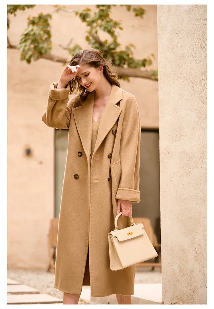 DUTRIEUX Women's Coat Double-sided 10% Cashmere 90% Wool Women's Long Coat Jacket, 2025 Winter New Long Cashmere Coat Women