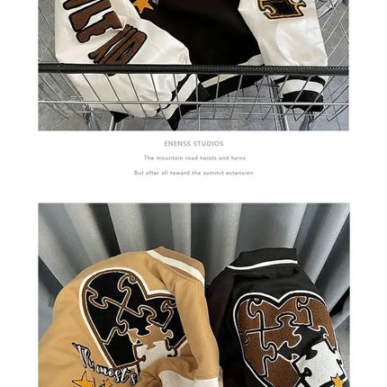 American Retro Baseball Jacket Unisex Loose Street Style Spring Autumn Couple Outerwear Windproof Long Sleeve Youth Fashion