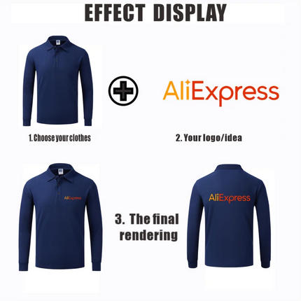 Long sleeve polo shirt in breathable cotton Personal Company Group Design Custom Logo print embroidery Casual men's and women's tops