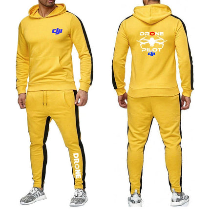 Dji Professional Pilot Drone Men's New Long Sleeve Hip Hop Harajuku Sport Comfortable Hoodies Casual Pant Two Piece Suit PlatiNum