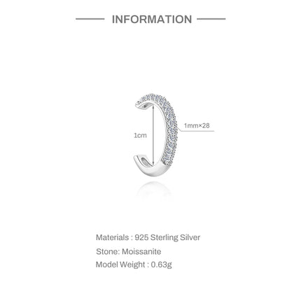CANNER 1PC 6/7/8/9mm Moissanite 925 Sterling Silver Hoop Earrings Women Round Circle Piercing Earings Personalized Fine Jewelry PlatiNum