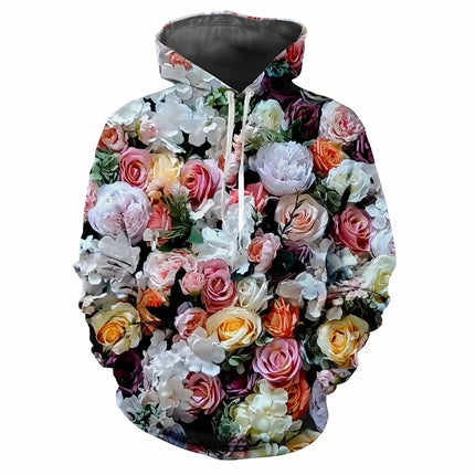 New Flower Fun 3D Harajuku Printing Street Fashion Avant-garde Men's And Women's Soft Comfortable Trend Rose Party Hoodie Top