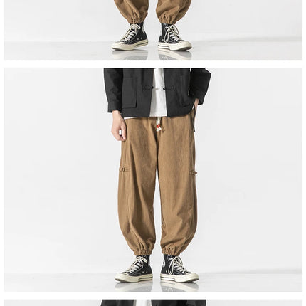 Pantaloni da uomo caldi di vendita autunno stile cinese pantaloni larghi larghi vintage moda uomo pantaloni lanterna con coulisse Harajuku solidi