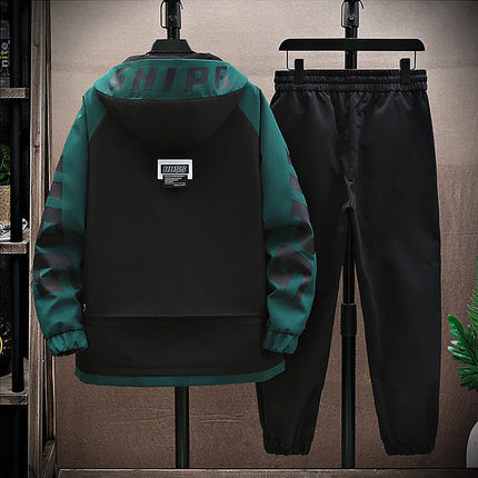 Spring Autumn Men Tracksuit Casual Joggers Hooded Sportswear Jackets Pants 2 Piece Sets Hip Hop Running Sports Suit