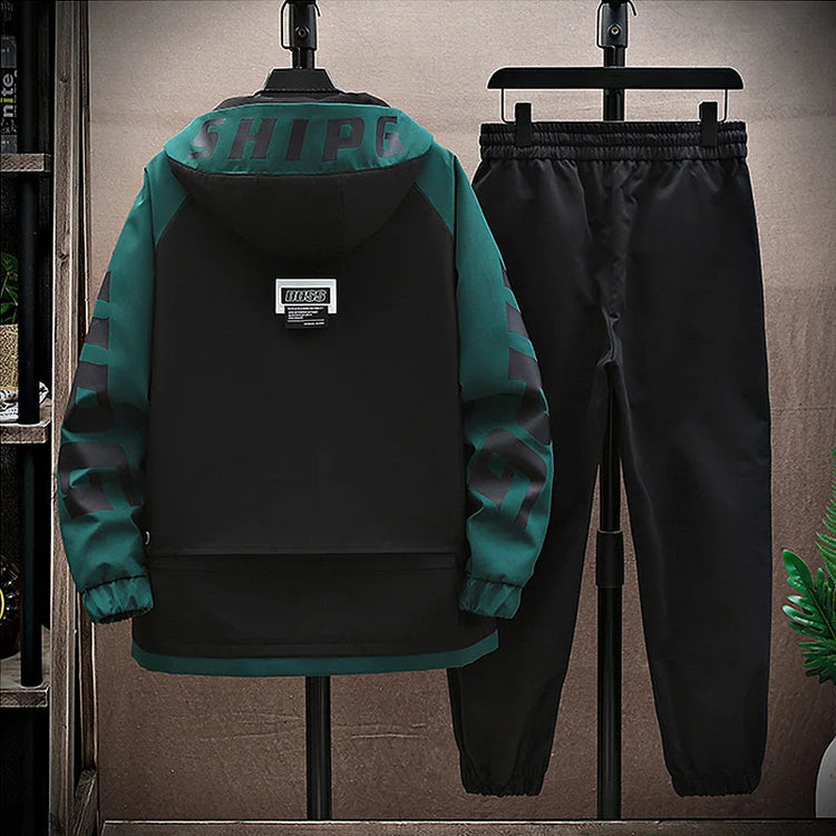 Spring Autumn Men Tracksuit Casual Joggers Hooded Sportswear Jackets Pants 2 Piece Sets Hip Hop Running Sports Suit