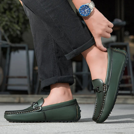 Mocassini in Pelle da Uomo Stile Britannico, Traspiranti, Slip-on, per Guida e Outdoor, Scarpe Casual Classiche Fatte a Mano, Design Elegante