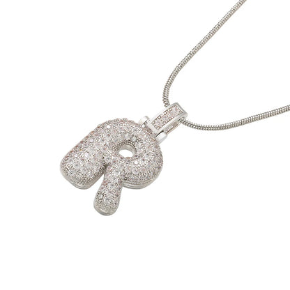 ZHUKOU Colore argento Bubble lettere iniziali collane 26 lettere pendenti collane per le donne Ottone CZ Gioielli all'ingrosso VL34
