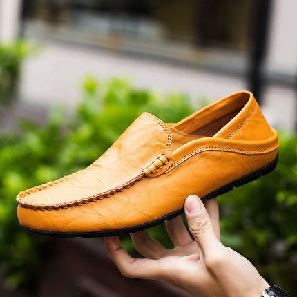 Scarpe da uomo Casual Luxury Summer Casual Leather Shoes Soft Low Platform Outdoor Light traspirante antiscivolo scarpe da guida nere