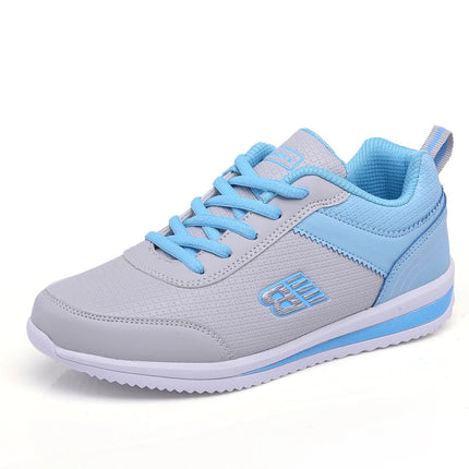 PU Leather Women's Running Shoes Lightweight Casual Sports Shoes Waterproof Outdoor Training Sneakers for Jogging Tennis PlatiNum