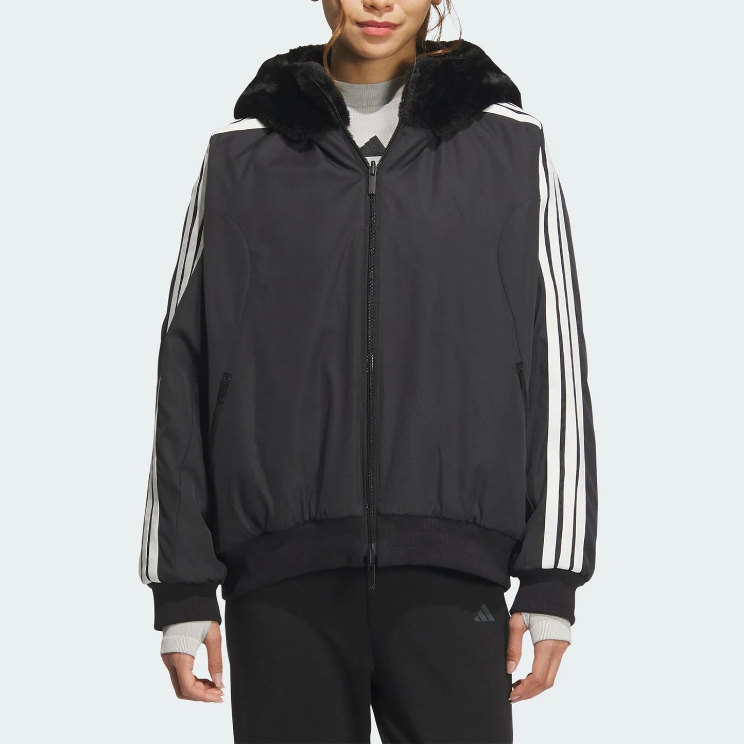Adidas Official Authentic New Women's Reversible Warm Hooded Jacket JM1051