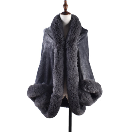 Winter New Fashion Warm Sleeve Plush Cape Cape Large Loose Bat Sleeve Plush Coat Cardigan Women