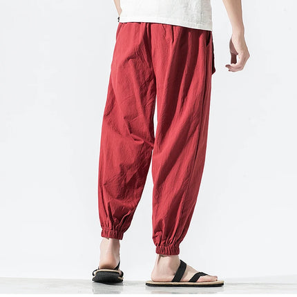 Kimono da uomo in cotone e lino costume da samurai giapponese Ukiyo-e cintura con stampa pantaloni stile harem retrò pantaloni larghi da uomo Hip Hop Harajuku Haori