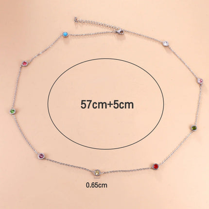 LUXUSTEEL Neckalce For Women No Fade Colorful Crystal Pendant  Lady Girls Accessories 2022 Hot Sale Long Chains Necklaces PlatiNum