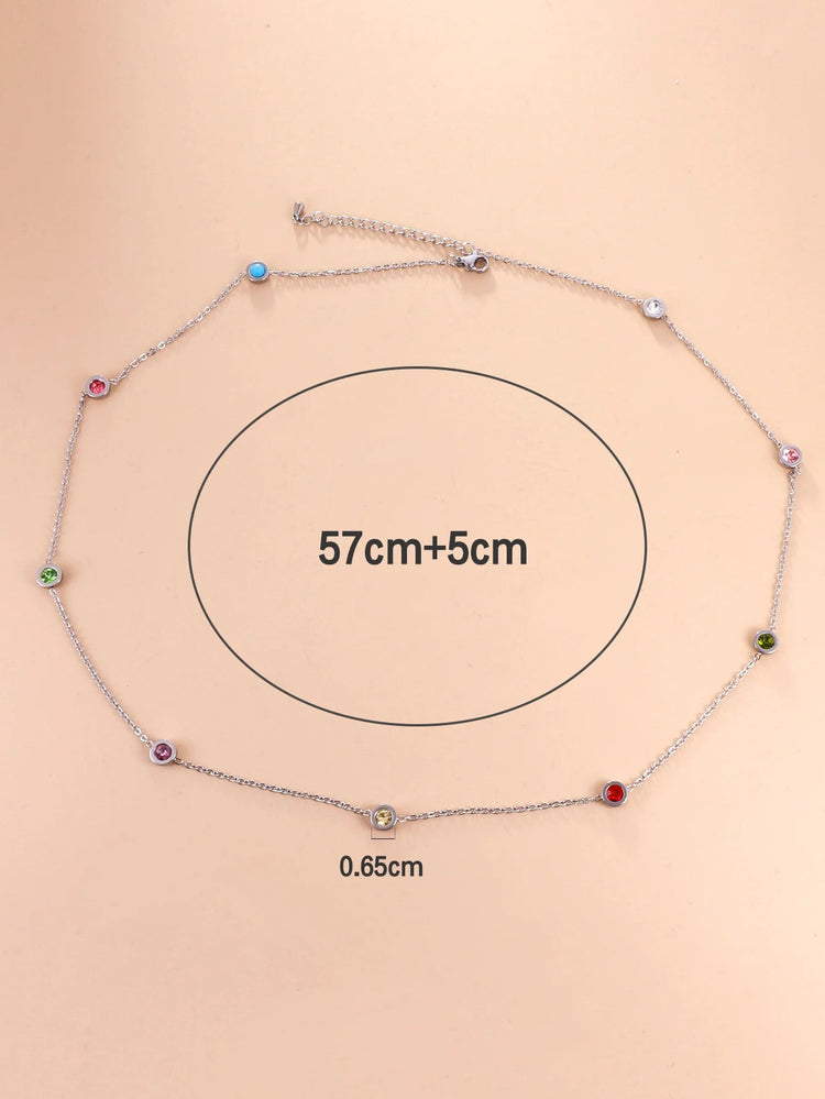 LUXUSTEEL Neckalce For Women No Fade Colorful Crystal Pendant  Lady Girls Accessories 2022 Hot Sale Long Chains Necklaces PlatiNum