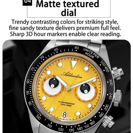 ADDIESDIVE VK64 Quartz Wristwatch Ceramic Bezel Chronograph Calendar Luxury Wristwatches Eyes Dial Bubble Mirror Glass Watches