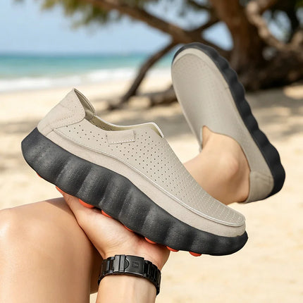 Mocassini da Uomo per Camminata all'Aperto, Scarpe Casual alla Moda, Scarpe da Passeggio in Pelle Morbida, Calzature Traspiranti per Guida, Mocassini Morbidi