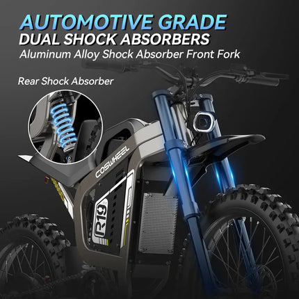 COSWHEEL R19 Bicicletta Elettrica 72V 40AH con Batteria al Litio, E-bike da Montagna per Adulti 9000W, Ciclomotore Elettrico da Uomo, E-truck da Strada