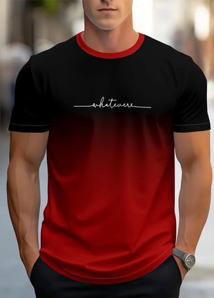 T-shirt homme imprimé lettre d'été T-shirt homme respirant confortable simple col rond Sport de plein air décontracté