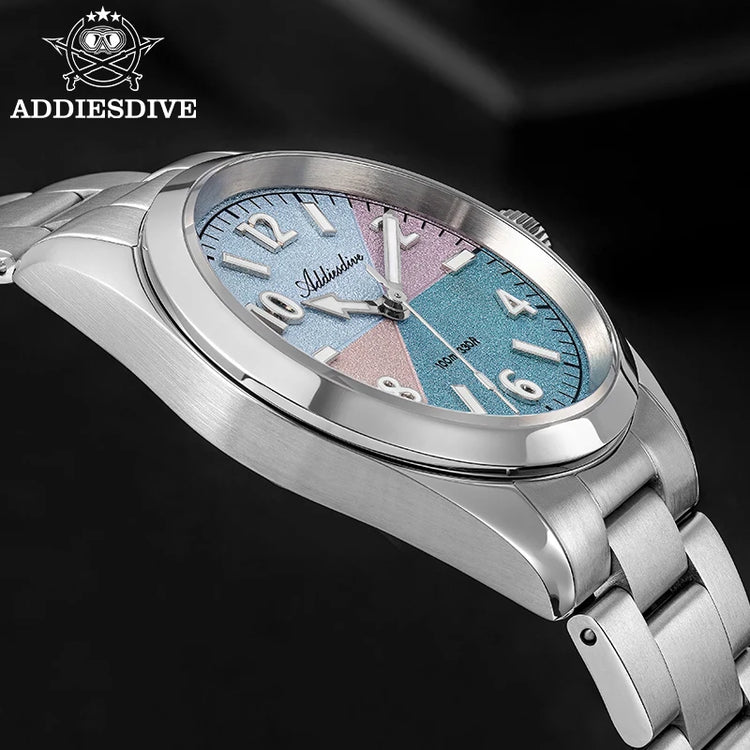 ADDIESDIVE Watch Men 2026 New 36mm Quartz Wristwatch AD2555 Sapphire 100m Waterproof BGW9 Luminous 316L Stainless Steel Watches