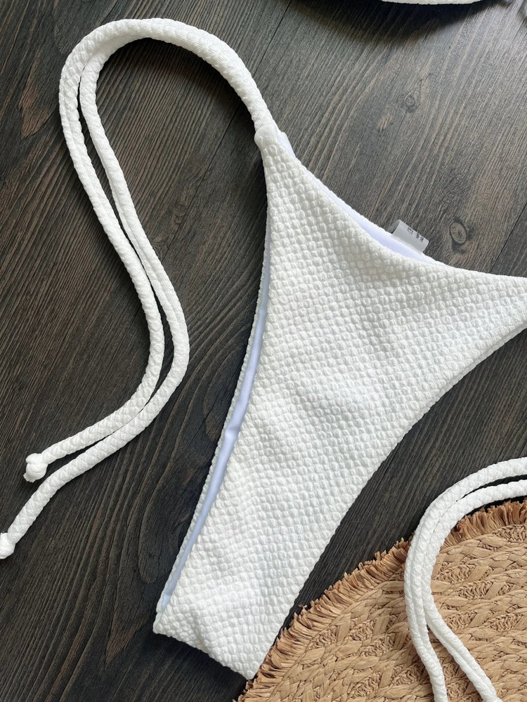 Nuovo Costume da Bagno Bikini Donna a Due Pezzi con Fascia Arricciata, Anello in Metallo e Perizoma platinumshop