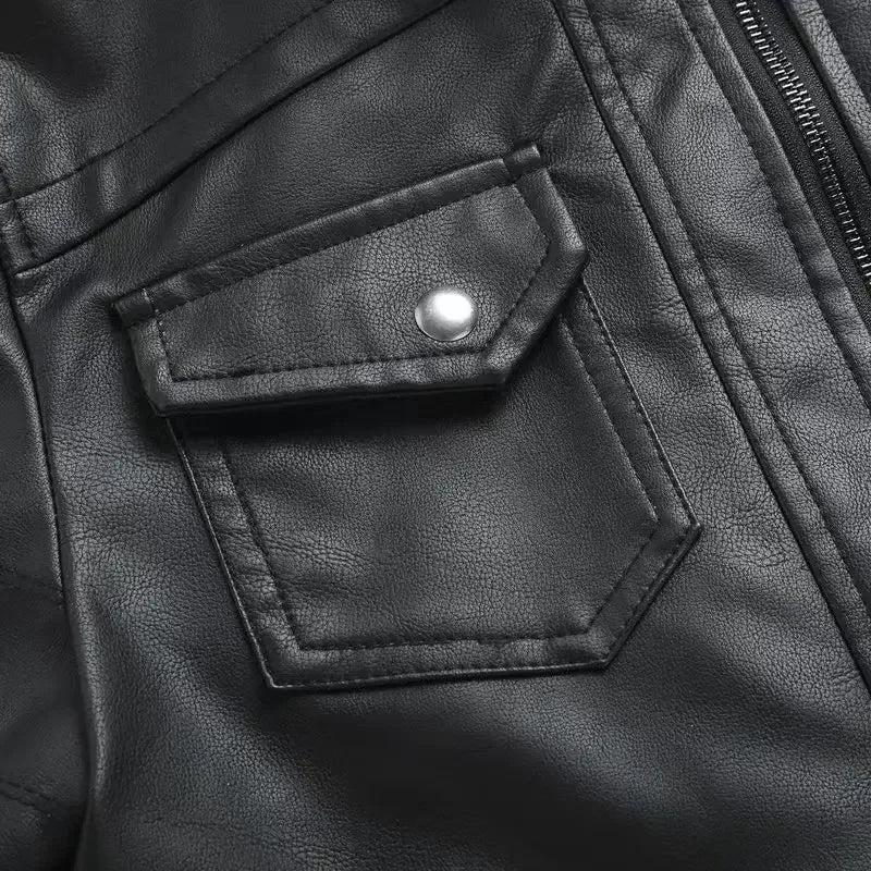 Men's Vintage Warm Leather Jacket Honda Motorcycle Racing Zipper Windbreaker Top Outdoor Fashion Winter