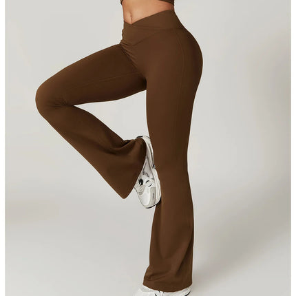 Flare Leggings Yoga Pants Women Bell-bottoms Yoga Tights High Waist Fitness Pants Stretch Gym Workout Sports Push Up Leggings PlatiNum