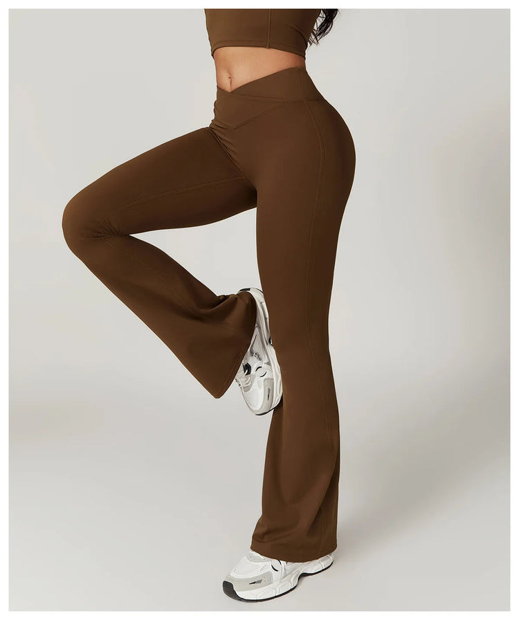 Flare Leggings Yoga Pants Women Bell-bottoms Yoga Tights High Waist Fitness Pants Stretch Gym Workout Sports Push Up Leggings PlatiNum