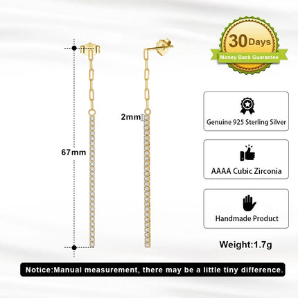 ORSA JEWELS 925 Silver Minimalism Dangle Long Chains Earrings for Women Vintage Cubic Zircon Drop Earings Jewelry Gifts SE111 PlatiNum