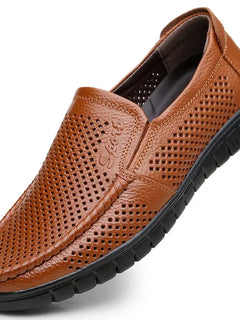 Moda scarpe in vera pelle da uomo piatte traspiranti estive scarpe casual da uomo morbide e confortevoli calzature maschili in pelle KA3559