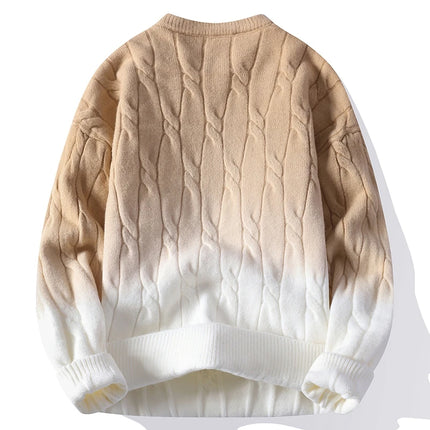 New Trendy Autumn and Winter Jacquard Pattern Pullover Sweater Casual Round Neck Color-Blocking Knit Men's Pullover