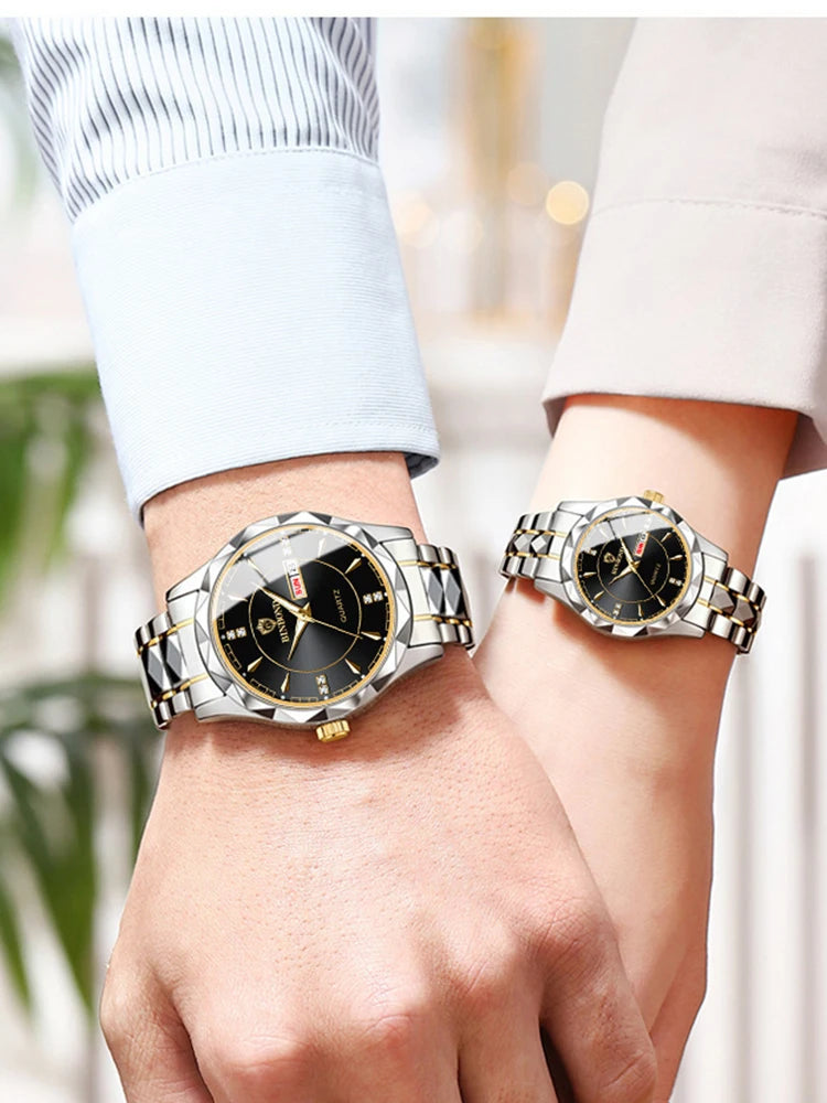 BINBONG Orologi da donna Orologio al quarzo da donna di moda di lusso Orologio da polso in acciaio inossidabile con data luminosa impermeabile Regalo per gli amanti della fidanzata platinumshop